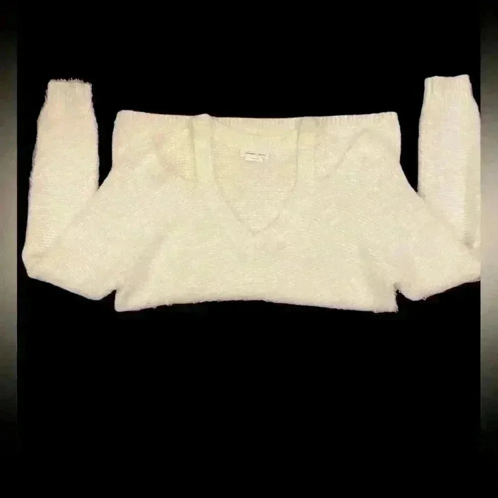 Lovers & Friends Ivory Cutout Fuzzy Sweater.